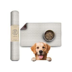 Expandable Faux Leather Dog Food Mat for Small and Large Pets