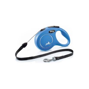 Expandable Solid Blue Flexi Cord Extending Dog Lead Small 8M 12kg