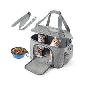 Expandable and Foldable Cat Carrier with Reflective Stripes for Safe and Easy Pet Travel