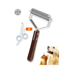 Expert Pet Grooming Tool with 20-Blade Dematting and Raking System for Dogs and Cats