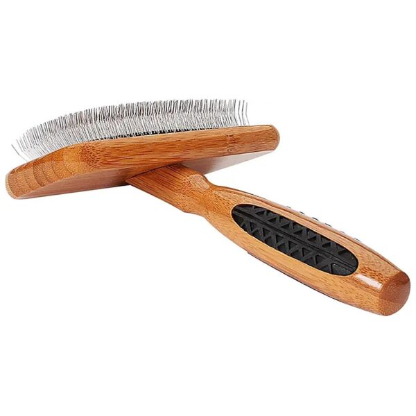 Expertly Crafted Soft Slicker Brush with Durable Rubber and Bamboo Handle