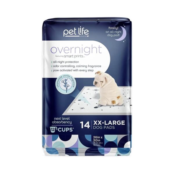 Extra Absorbent Overnight Dog Pads with Chamomile Vanilla Fragrance for Dogs of All Ages