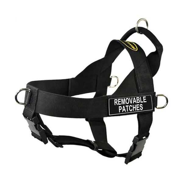 Extra Durable Nylon Dog Harness with Clear Patches and Quick Release Buckle