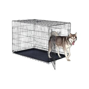 Extra-Large Black Metal Dog Crate with Divider Panel and Front and Side Access