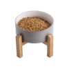 Extra Large Ceramic Dog Bowl with Wood Stand for Medium to Large Breeds