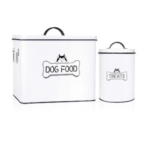 Extra Large Dog Treat Container with Metal Scoop and Farmhouse Style Design for Pet Gift