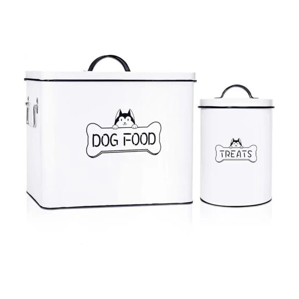 Extra Large Dog Treat Container with Metal Scoop and Farmhouse Style Design for Pet Gift