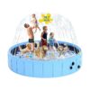 Extra Large Foldable Pet Pool with Sprinkler for Dogs Cats and Kids