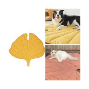 Extra Large Ginkgo Yellow Leaf Shaped Pet Blanket for Two Dogs or Cats