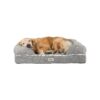 Extra-Large Grey Dog Bed with Orthopedic Foam and Water-Resistant Liner for Large Breeds