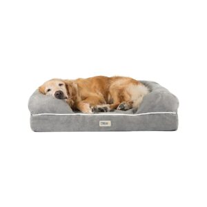 Extra-Large Grey Dog Bed with Orthopedic Foam and Water-Resistant Liner for Large Breeds