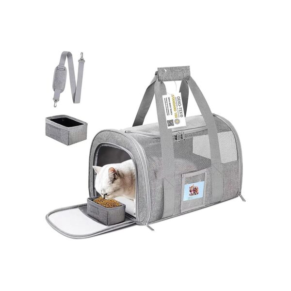 Extra Large Grey Soft Sided Cat Carrier for Medium to Large Cats Under 25 Pounds