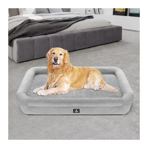 Extra Large Orthopedic Dog Bed with Bolster and Removable Cover for Large Dogs