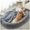 Extra Large Orthopedic Dog Bed with Egg Crate Foam and Soft Blanket for Humans and Kids