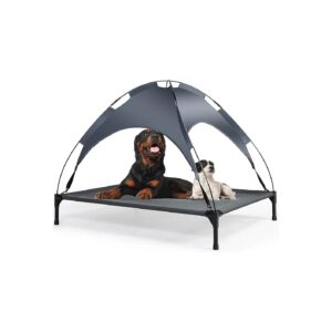 Extra Large Outdoor Dog Bed with Removable Canopy and Steel Frame