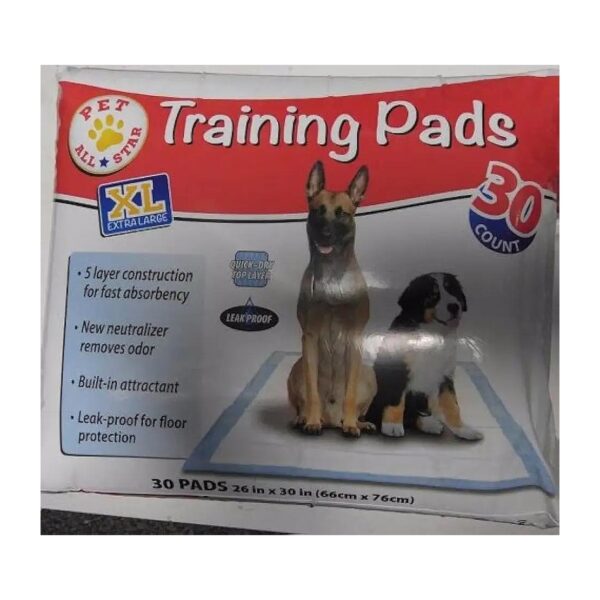 Extra Large Puppy Training Pads 30 Count White Blue 26x30 Inch