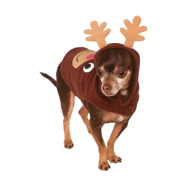 Extra Large Reindeer Hoodie for Large Breed Dogs, 35-inch Neck Size