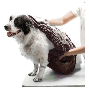 Extra Large Soft Microfiber Dog Bath Towel with Quick Dry and Comfortable Hand Pockets