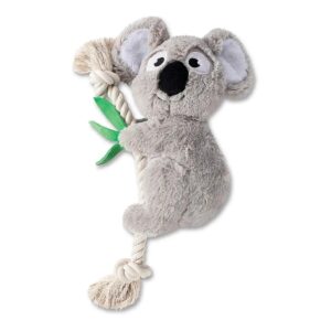 Extra Loud Squeaker Koala Bear Pet Toy with Rope Gray Large