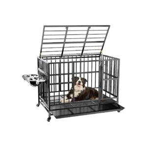 Extra Medium Dog Crate with Air Lift Rod and Wheels for Easy Portability and Cleaning