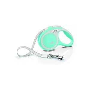 Extra Small Retractable Dog Leash in Light Blue and Grey with Comfort Tape