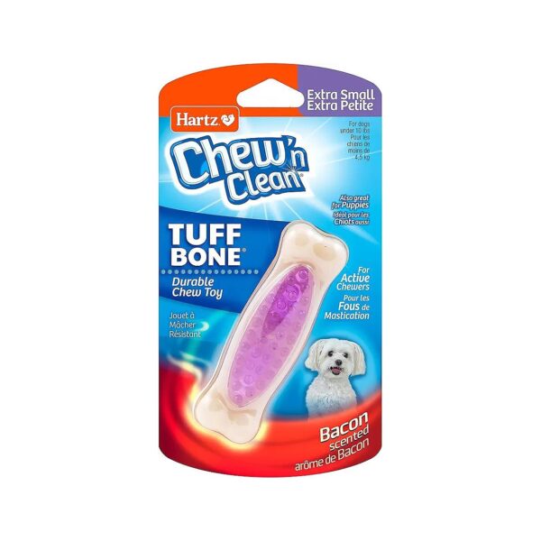 Extra Small Tuff Bone Bacon Scented Dental Chew Toy for Tiny Dogs under 10 Pounds