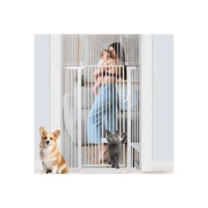 Extra Tall Dog Gate for Stairs and Doorways with Adjustable Cat Door Design