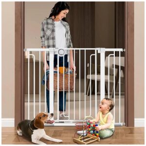 Extra Tall Metal Baby Gate for Doorways and Stairs with Secure Locks