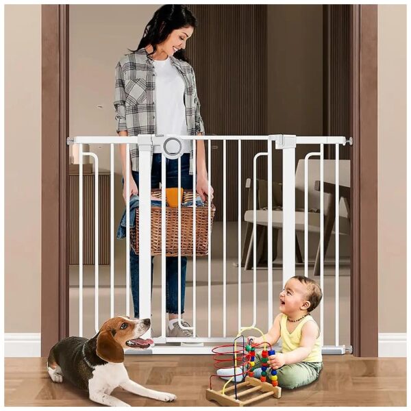 Extra Tall Metal Baby Gate for Doorways and Stairs with Secure Locks