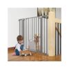 Extra Tall Metal Baby Gate with Auto Close and Small Pet Door for Stairs and Doorways