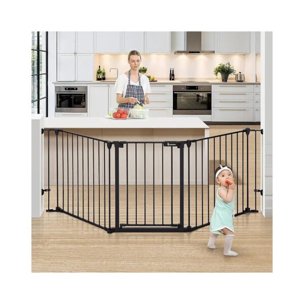 Extra Wide Baby Fence Gate for Doorways and Fireplaces with Auto Close