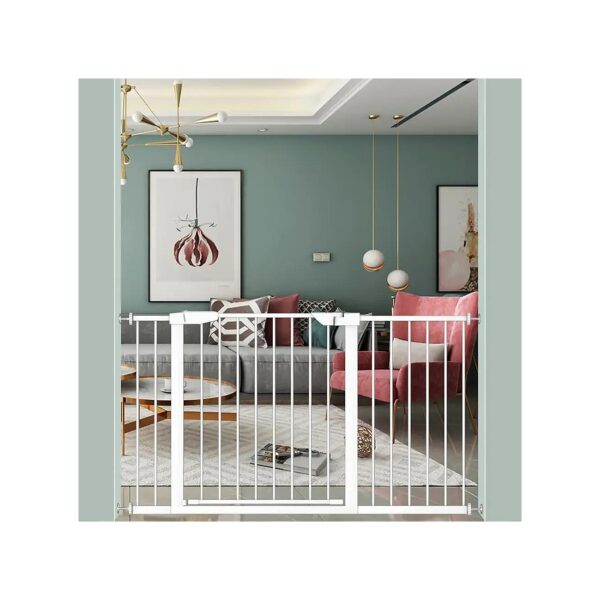 Extra Wide Baby Gate with Pressure Mount and Extensions for Pet and Child Safety at Home