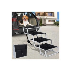 Extra Wide Dog Stairs for Large Dogs, Aluminum Pet Steps for High Beds and SUV