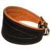 Extra Wide Genuine Leather Tapered Dog Collar in Glossy Black for Large Breed Dogs