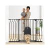 Extra Wide Metal Baby Gate with Pet Door and Cat Door for Easy Walk Through