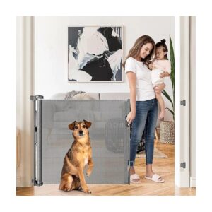 Extra Wide Retractable Baby and Pet Gate for Doorways and Stairways with Soft Mesh