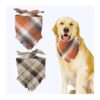 Fall Dog Bandanas with Plaid Pattern Raw Edge