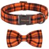 Fall Dog Collar with Adjustable Bow Tie and Metal Buckle for Small to Large Dogs