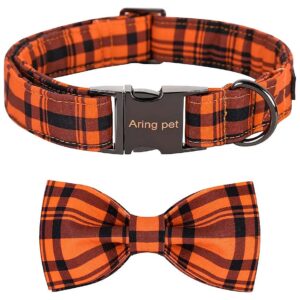 Fall Dog Collar with Adjustable Bow Tie and Metal Buckle for Small to Large Dogs