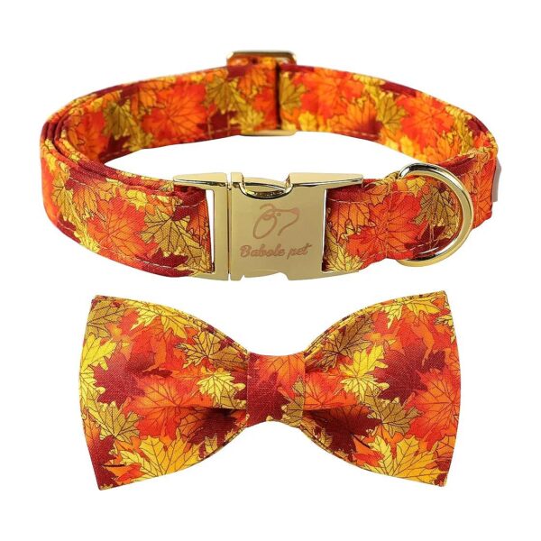 Fall Dog Collar with Maple Leaf Design and Adjustable Buckle for Medium to Large Dogs