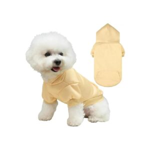 Fall Dog Sweatshirt with Hood and Pocket for Small Medium Dogs- Beige SM