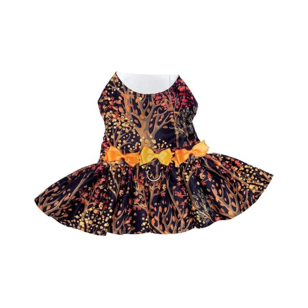 Fall Leaves Floral Print Dog Dress for Large Breed Females with Leash