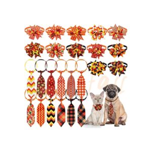 Fall Small Dog Collar Bow Ties and Neckties with Curly Ribbons for Dogs