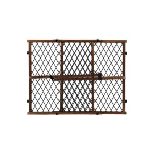 Farmhouse Collection Baby Gate with Durable Wood Frame and Plastic Mesh