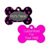 Fashionable Black and Pink Pet ID Tag with Customizable Text and Aluminum Construction