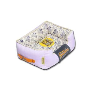 Fashionable Designer Dog Lounge Bed with Embroidered Vintage Print and Removable Cover