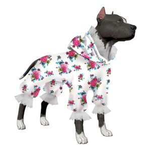 Fashionable Dog Recovery Pajamas with Rose Bouquet Print for Party Occasions