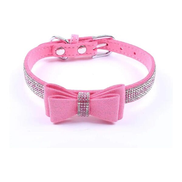 Fashionable Faux Leather Dog Collar with Bling Accents and Adjustable Neckline for Yorkie