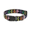 Fashionable Multicolor Nylon Plastic Clip Dog Collar 1 Wide Dancing Bears Pattern