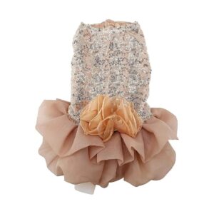 Fashionable Pet Dog Costume for Small Dogs XL Gold Sequin Wedding Skirt